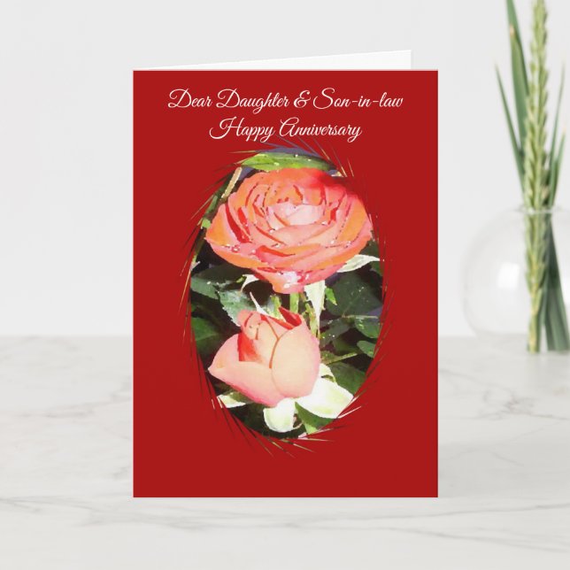Rose Daughter And Husband Personalised Anniversary Card (Front)