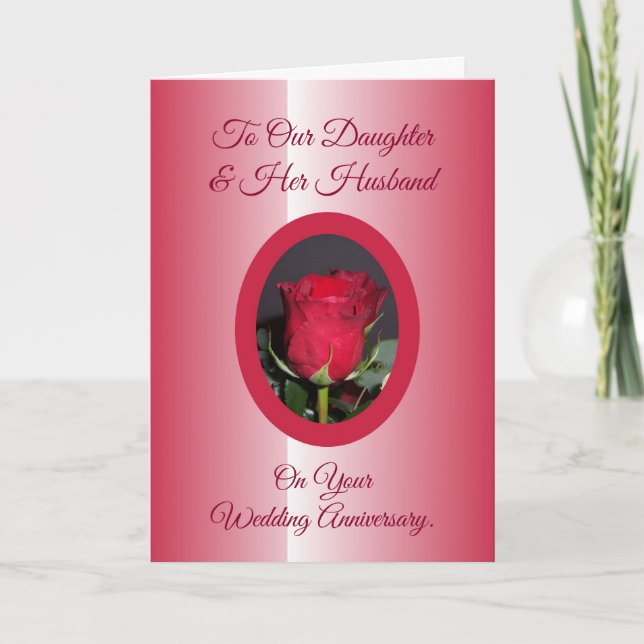 Rose Daughter Husband Personalised Anniversary Card (Front)