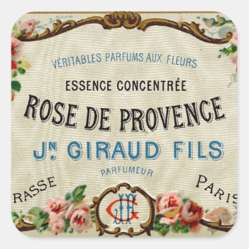 Rose de Provance a French Perfume Square Sticker