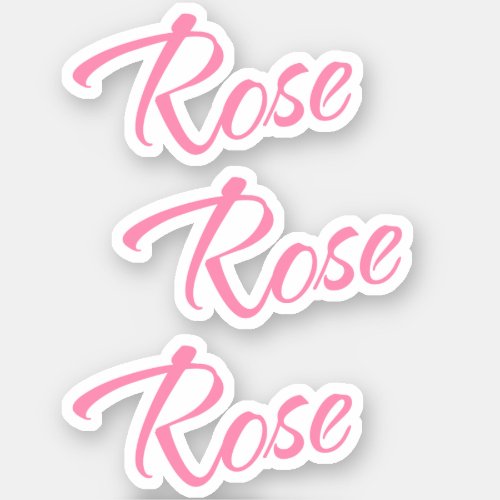 Rose Decorative Name in Pink x3 Sticker