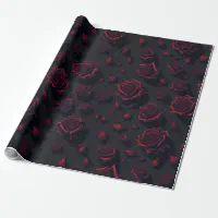Rose Deep Red Flower Pattern Wrapping Paper
