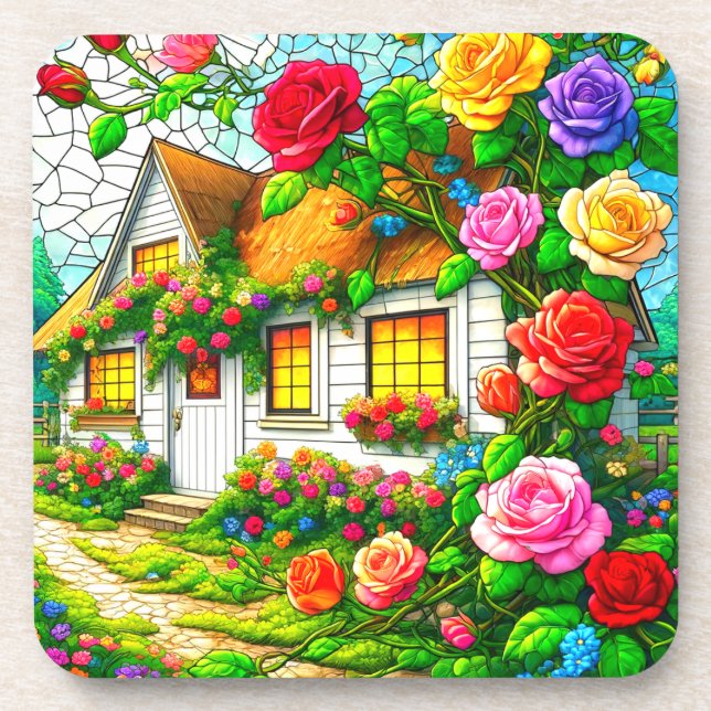 Rose Design Beverage Coaster (Front)