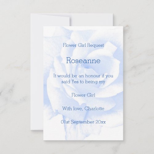 Rose Design Blue Coloured Flower Girl Request Invitation