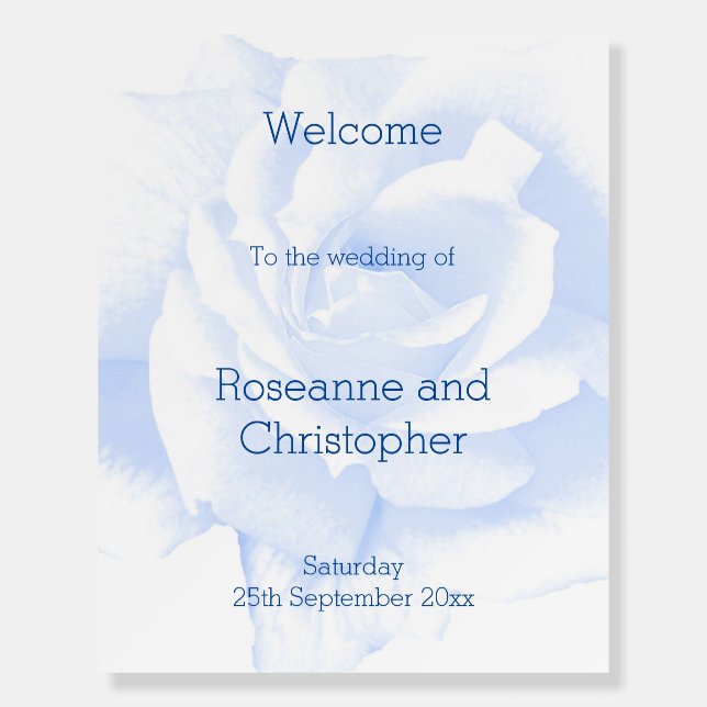 Rose Design Blue Coloured Wedding Foam Board (Front)