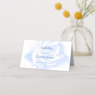Rose Design Blue Coloured Wedding Place Card