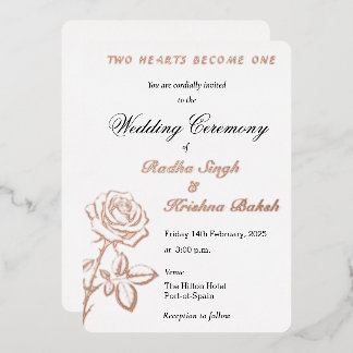 Rose Design Classic Wedding Foil Invitation