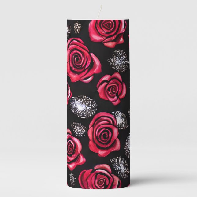 Rose Design Pillar Candle (Front)