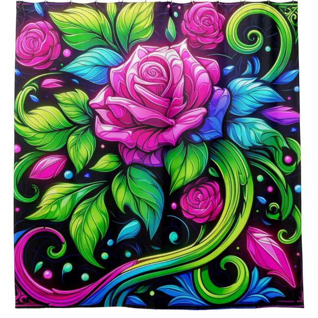 Rose Design Shower Curtain (Front)