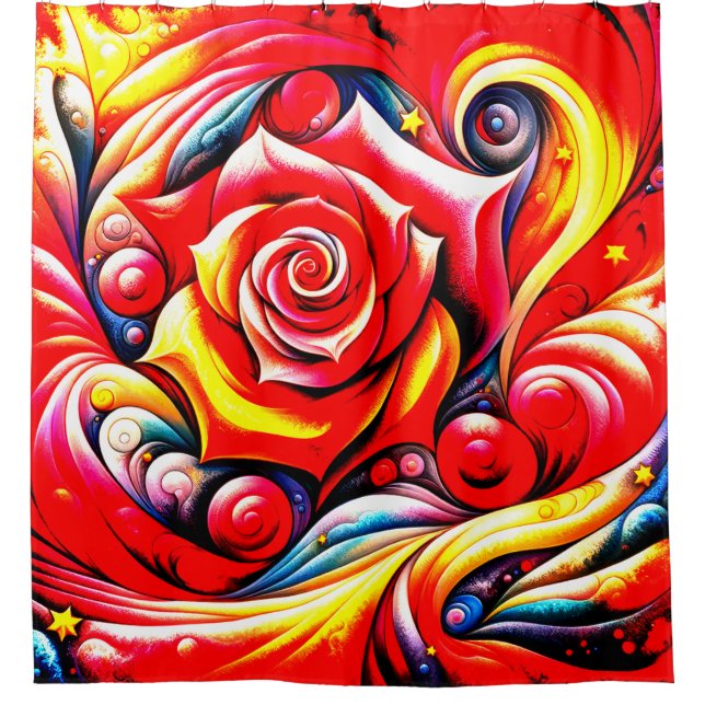 Rose Design Shower Curtain (Front)