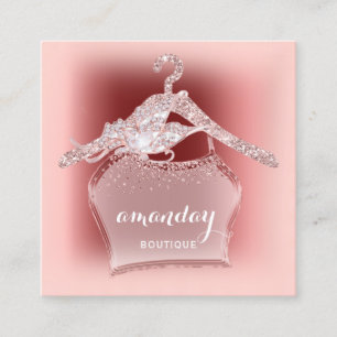 Rose Diamond Cloth Hanger Burgundy Boutique Square Business Card