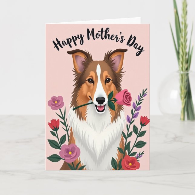Rose Dog Mothers Day Art Card (Front)