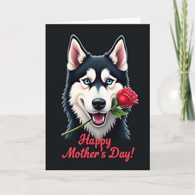 Rose Dog Mothers Day Portrait Card (Front)