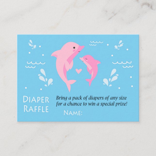 Rose Dolphin Diaper Raffle Tickets (Front)