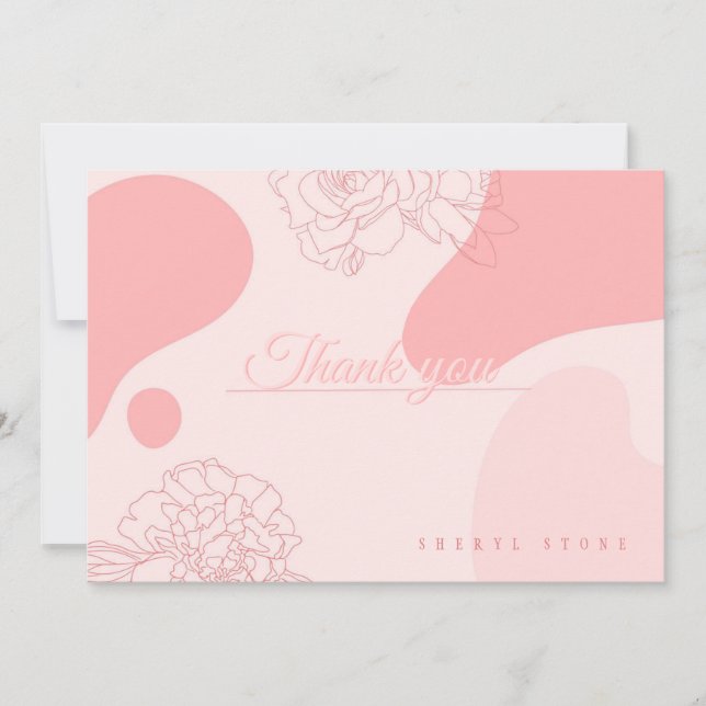 Rose Doodle Personalized Thank You Card (Front)