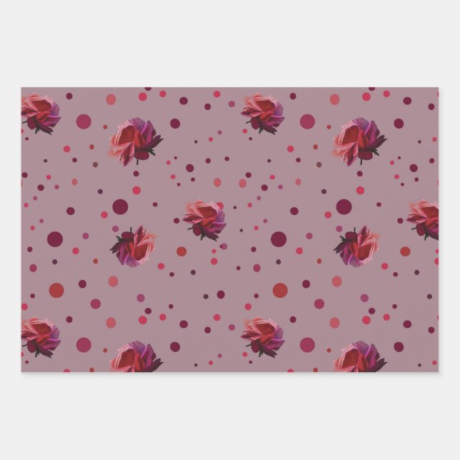Rose & Dot Wrapping Paper Sheets (Front 2)