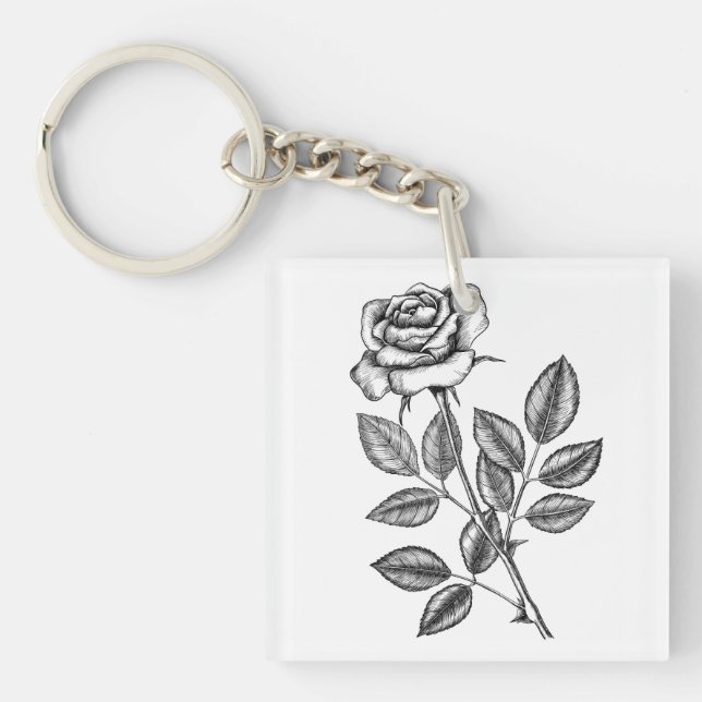 Rose drawing 2 keychain (Front)