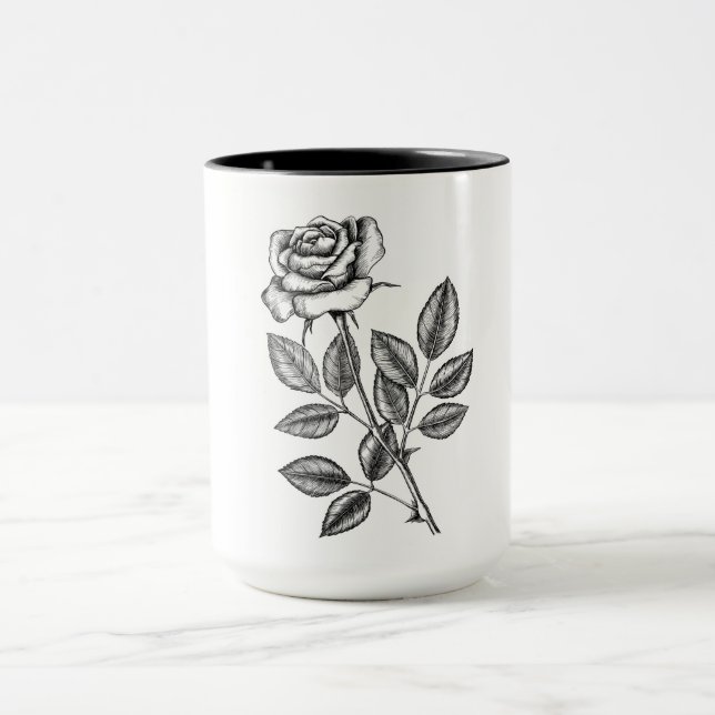 Rose drawing 2 mug (Center)