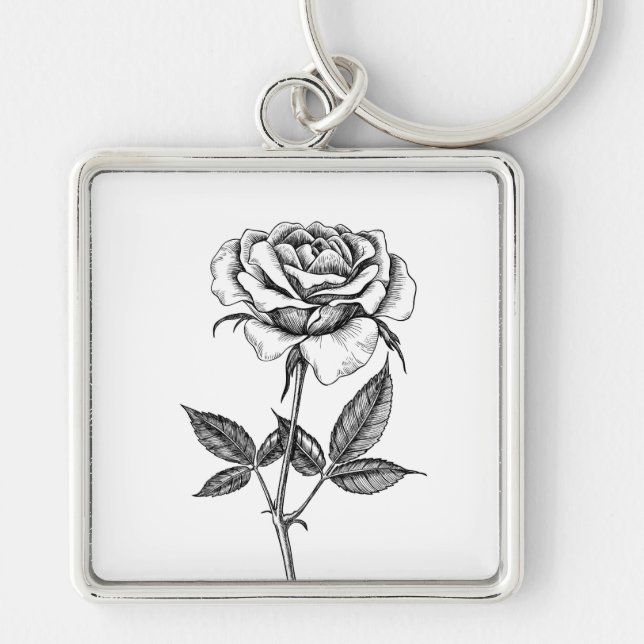 Rose drawing keychain (Front)