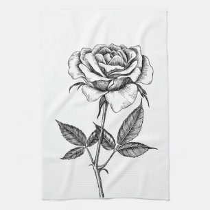 Rose drawing kitchen towel