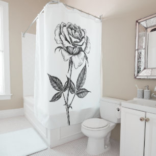 Rose drawing shower curtain