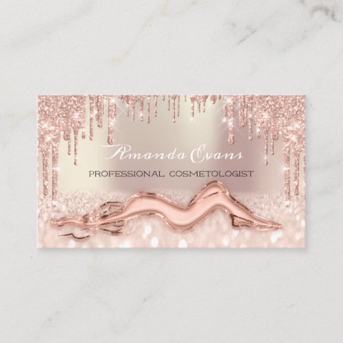 Rose Drips Glitter Body Massage Care GR CODE SPA Appointment Card