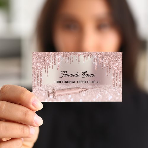 Rose Drips Glitter Injection Botox Hyaluronic Acid Appointment Card