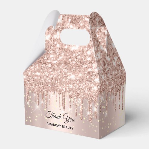 Rose Drips Glitter Sweet 16th Bridal Wedding Glam Favor Boxes