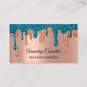 Rose Drips Nails Wax Makeup Body Cosmetics Teal Business Card