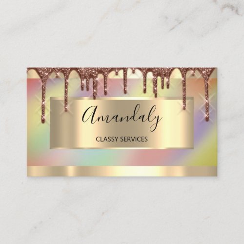 Rose Drips Unicorn Framed Holograph Business Card