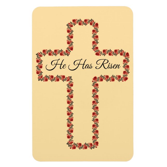 Rose Easter Cross Flexible Photo Magnet (Vertical)
