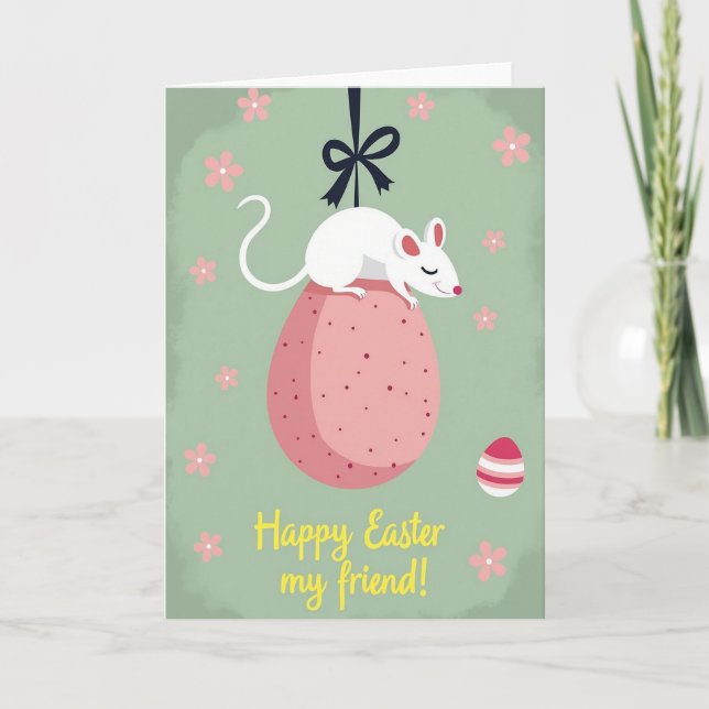 Rose Egg And Mouse Holiday Card (Front)