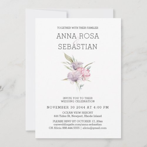  Rose Elegant AR15 PINK Floral RSVP Wedding Invitation