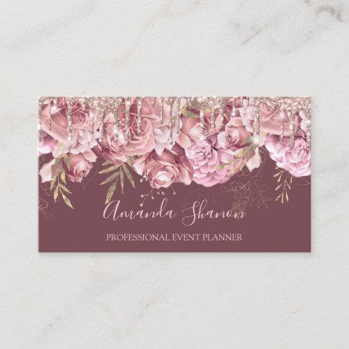 Rose Elegant Flowers Logo Event Planner QRCODE  Business Card