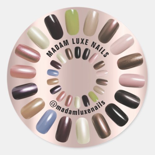 Rose Elegant Nails Boutique Artist Shop Classic Round Sticker