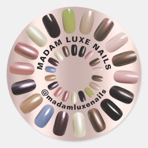 Rose Elegant Nails Boutique Artist Stylist SPA Classic Round Sticker