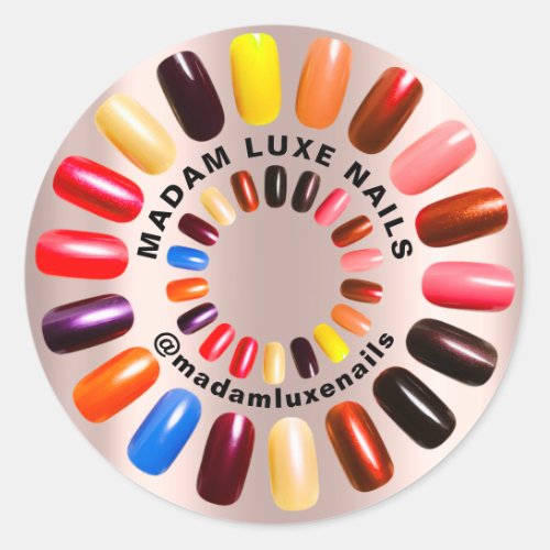 Rose Elegant Nails Boutique Madam Lux Shop Classic Round Sticker