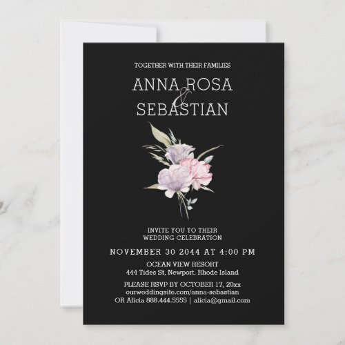  Rose Elegant PINK Floral AR15 RSVP Wedding Invitation