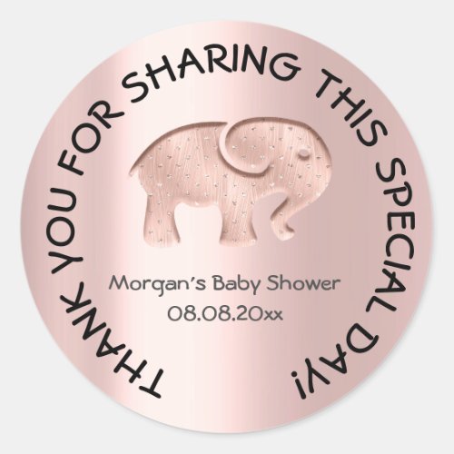 Rose Elephant Baby Shower Favor Thank You Classic Round Sticker
