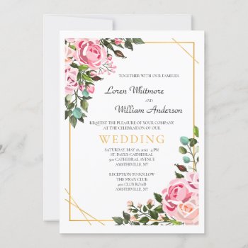 Rose Embrace Wedding Invitation by PixiePrints at Zazzle