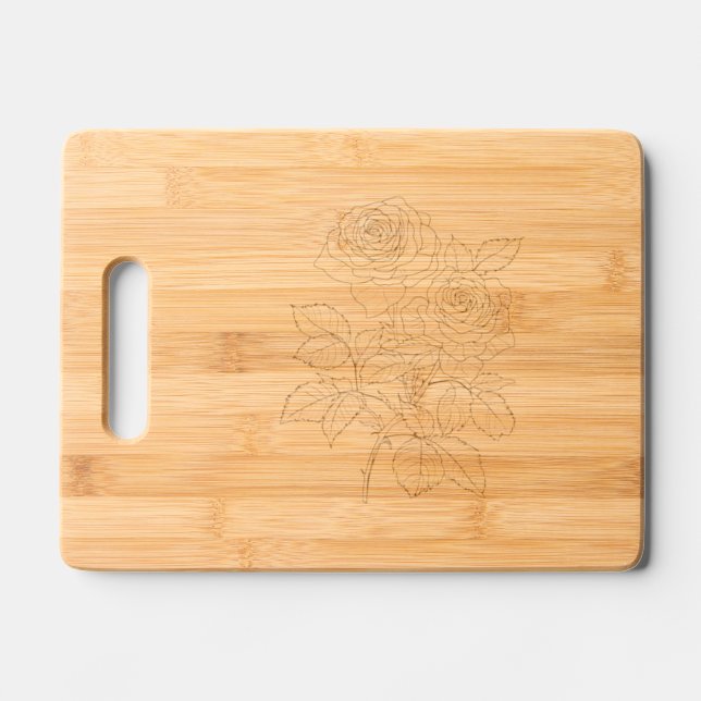 Rose Engraved Cutting Board (Front)