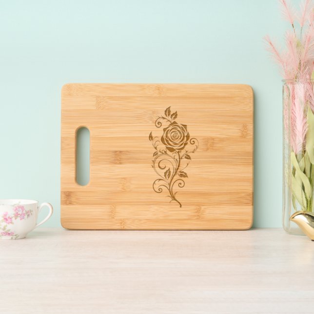 Rose Engraved Cutting Board (Upright)