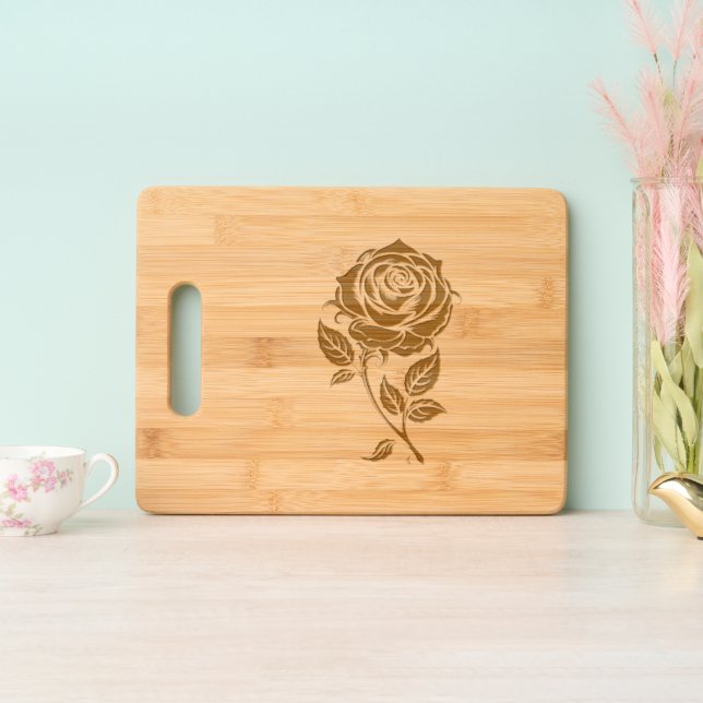Rose Engraved Cutting Board (Upright)