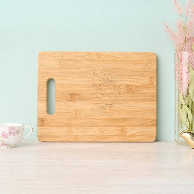 Rose Engraved Cutting Board (Upright)