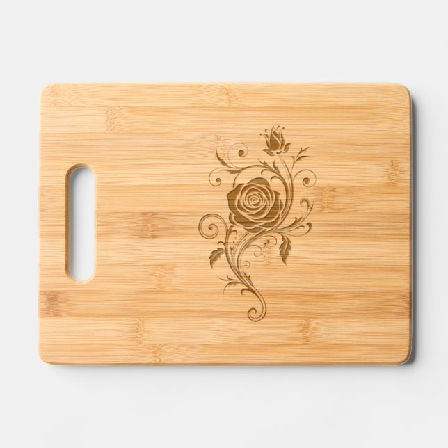 Rose Engraved Cutting Board (Front)