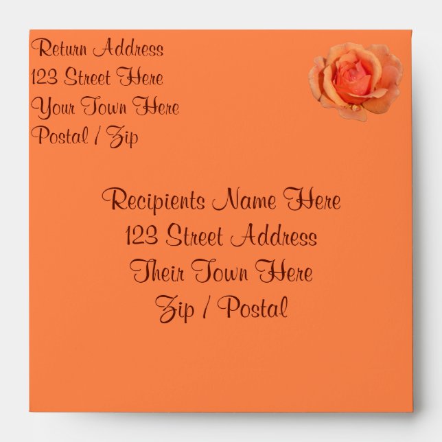 Rose Envelopes Personalized Orange Roses Envelopes (Front)
