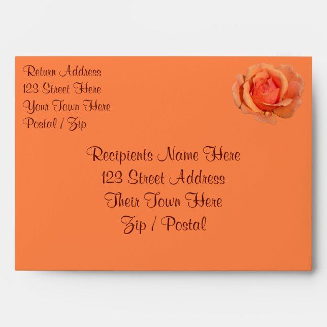Rose Envelopes Personalized Orange Roses Envelopes (Front)
