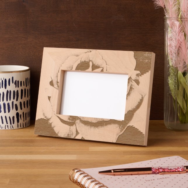 Rose Etched 4"x6" Wood Frame (Left)