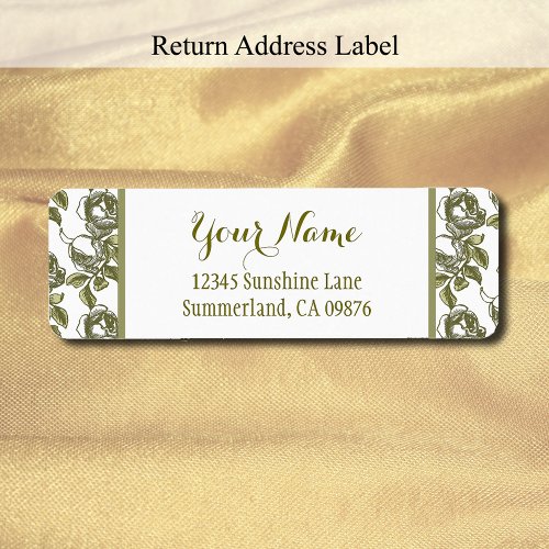 Rose Etching Pattern White Gold Editable Return Label