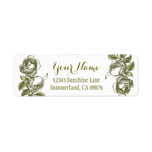 Rose Etching White Faux Gold Custom Address Label