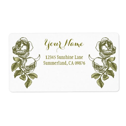 Rose Etching White Golden Custom Shipping Label